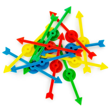 12-Pack of Arrow Game Spinners in 4 Rainbow Colors, 3 Arrows Per Color - Assorted Set of 4-inch Plastic Spinner Game Pieces for DIY Board Games