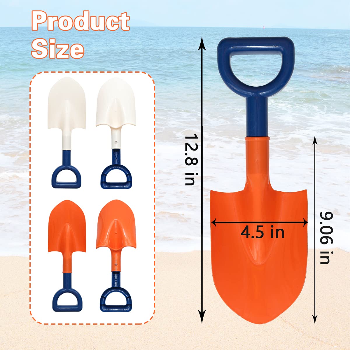 Benefine 2-Piece Beach Tool Set and Snow Shovels, 12.8" Plastic Sand Sifter Shovels for Kids Complete Gift Set Party Bundle