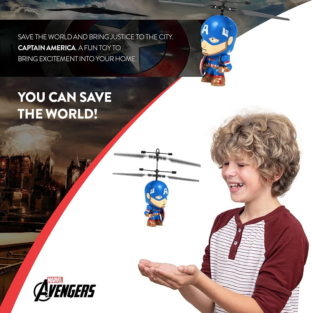 Marvel Captain America 3.5-Inch Big Head UFO Helicopter, Hand-Controlled