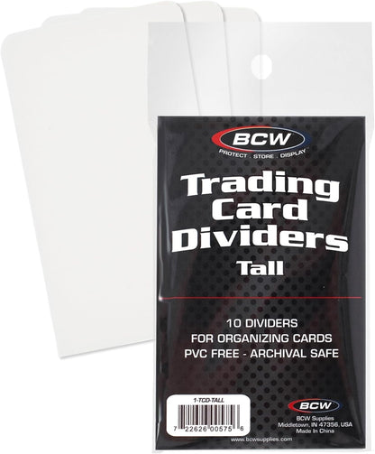 BCW Tall Trading Card Dividers - 50 ct | Archival Quality, Write-On Index Tab, 3 11/16 X 2 11/16 Inches | Fits Vault, Super Vault, QuickFold, Shoe
