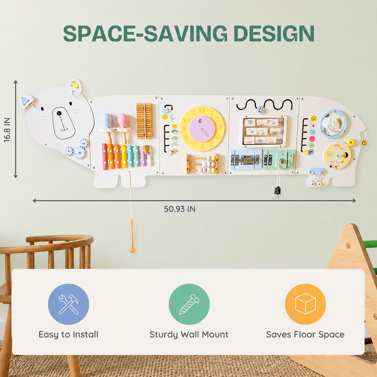 Sensory Wall Panel for Kids - Toddler Learning Activity Center - Emotional Development & Fine Motor Skills - Toddler Learning Activity Center- Busy