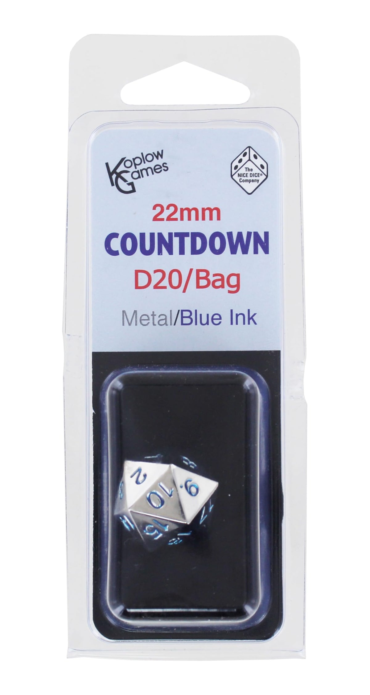 Koplow Games Countdown D20 22MM Metal with Bag