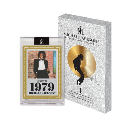Michael Jackson Album Collection Exclusive Keepsake Trading Card Box, One Encased Serial Numbered Card Per Box, Featuring 7 Iconic Albums, Chase Gold