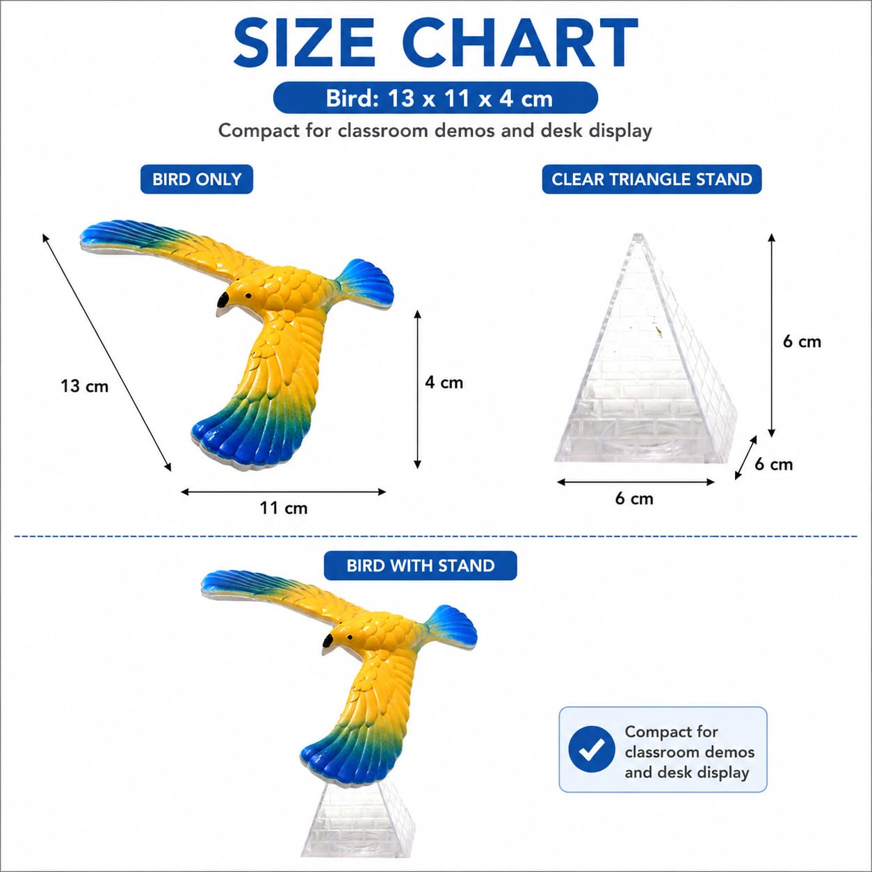 Balance Bird Prop, Clear Triangle Stand Classic Gravity Balancing Eagle, Stable Anti-Fall Clear Gravity Principle Demo for Science Teaching