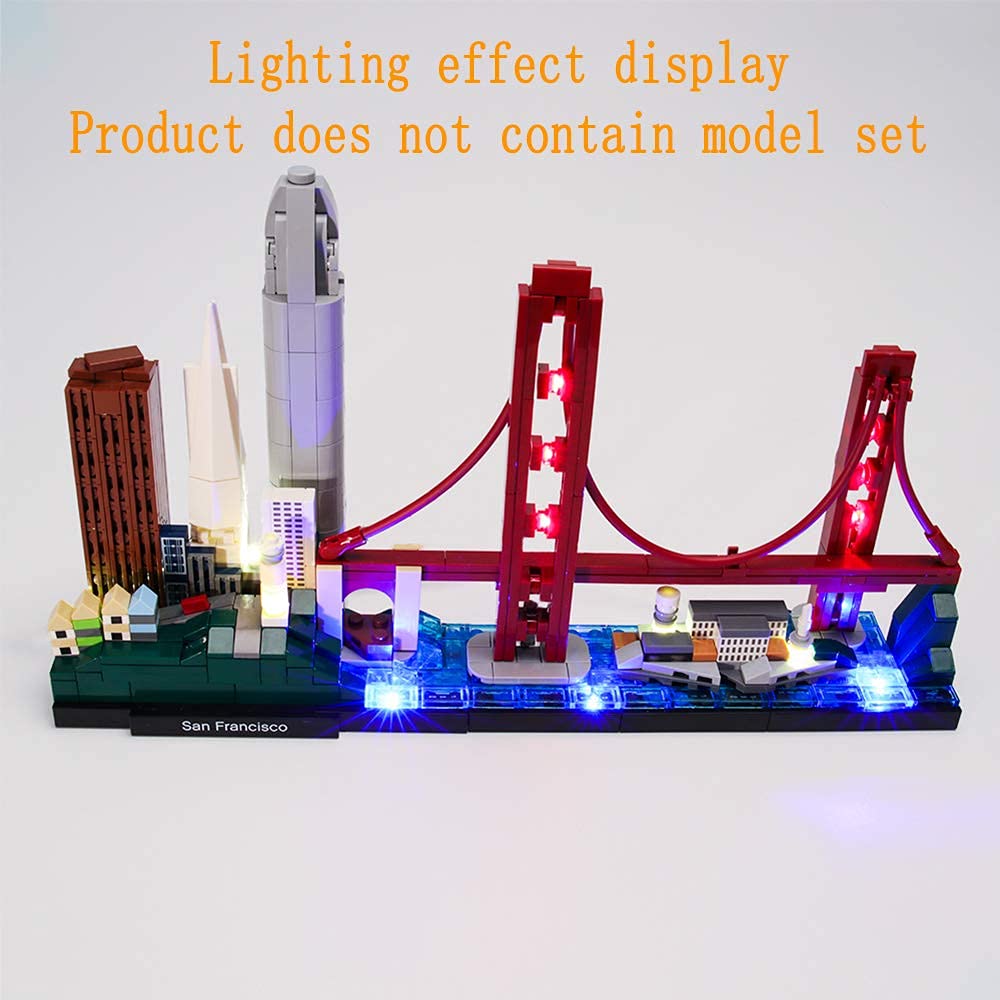 GEAMENT Upgraded Version USB Light Kit for Architecture Skyline Collection San Francisco Golden Gate Bridge - Compatible with LEGO 21043 Bricks Model