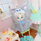 niannyyhouse 10cm Plush Doll Clothes Loose Shawl Cat Puppy Panda Bear Vest Doll Accessories Dress Up (Gray)