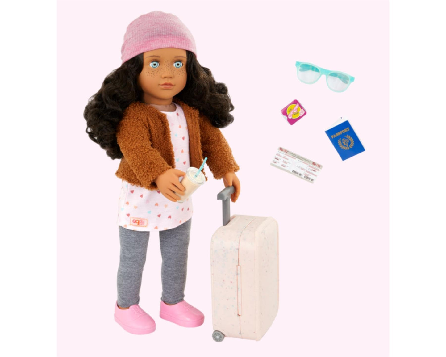 Our Generation Doll OG Deluxe - Lisandra The Traveler - 18 Inch Travel Doll with Rolling Luggage