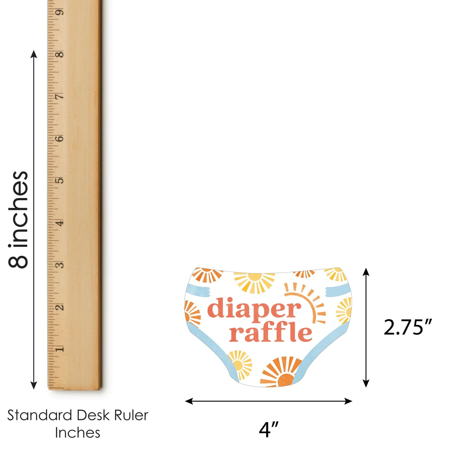 Big Dot of Happiness Retro Sunshine Diaper Raffle Baby Shower Game Ticket Inserts, Boy Boho-Themed Here Comes The Son Party Activities - Set of 24