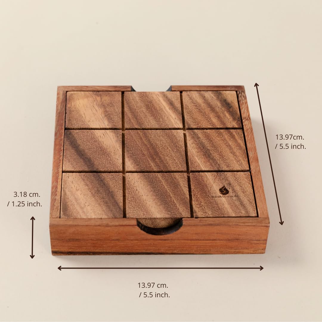 Wooden Tic Tac Toe (XOXO) Game - Handmade 2-Player Strategy Board Game - Travel Size, Rustic Tabletop Decor - Sustainable Wood Gift for Adults, Kids