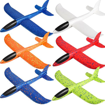 Vyndicca 6-Pack Airplane Toys, 17.5" Large Throwing Foam Plane - 2 Flight Modes, Outdoor Sports Birthday Party Favors, Gifts for 3-7 Year Olds