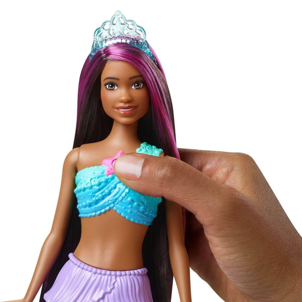 Barbie Mermaid Doll with Water-Activated Twinkle Light-Up Tail, Barbie Dreamtopia Mermaid Toys, Purple-Streaked Hair