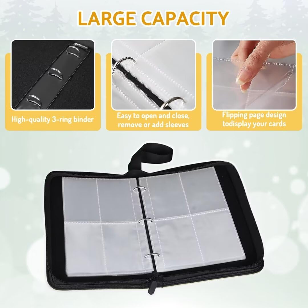 Bebomne Card Binder Holder 480 Pockets with 60 Removable Sleeves, Portable Game/Sports Trading Cards Binder Album Collector Organizer Protectors with