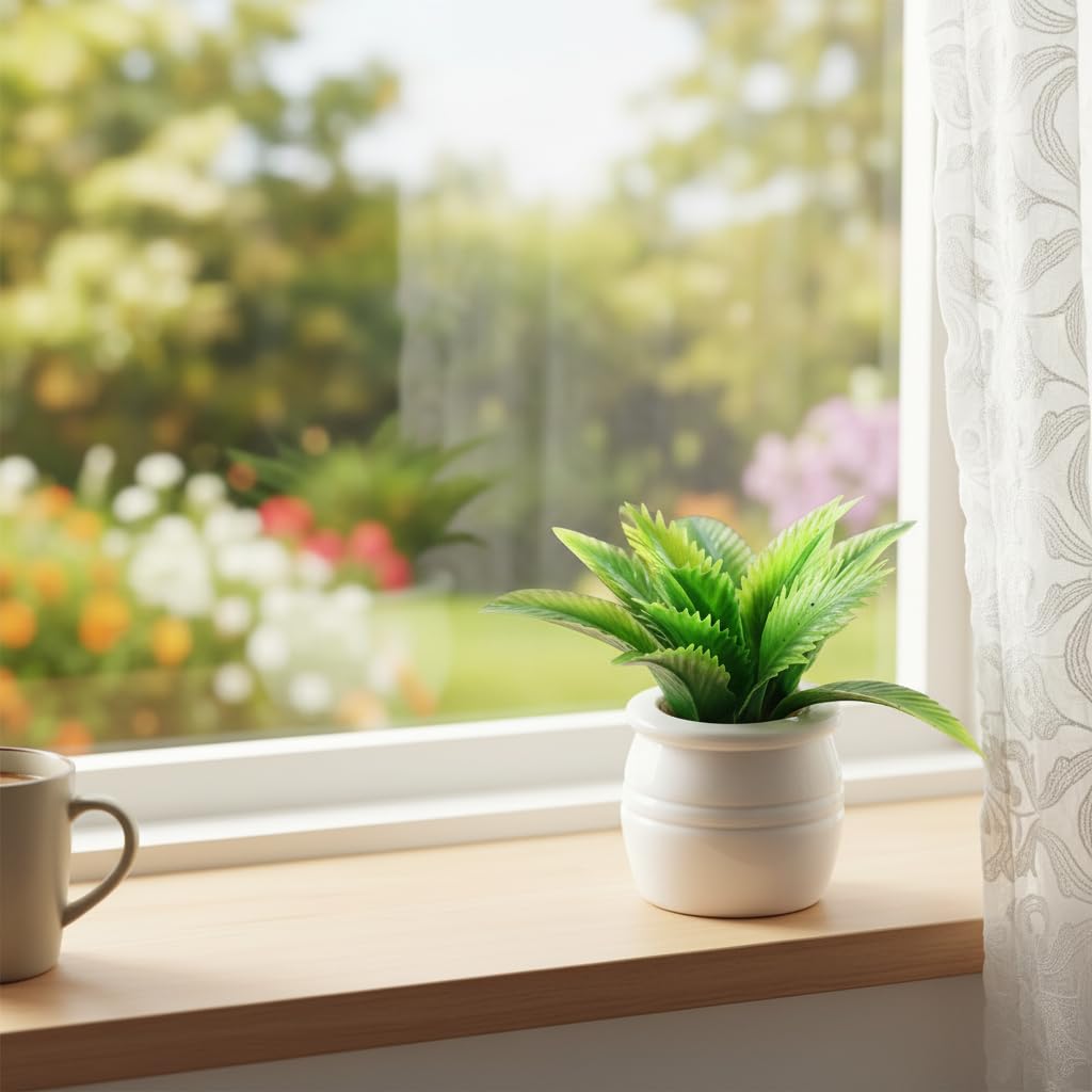 2Pcs 1:12 Scale Mini Potted Plants - Resin Botanical Decor for Dollhouse Kitchens and Living Rooms, Evergreen DIY Craft Accessories with Lifelike