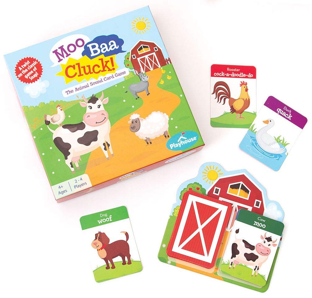 Playhouse Moo Baa Cluck! Animal Sound Preschool Card Game with Easy Card Holders