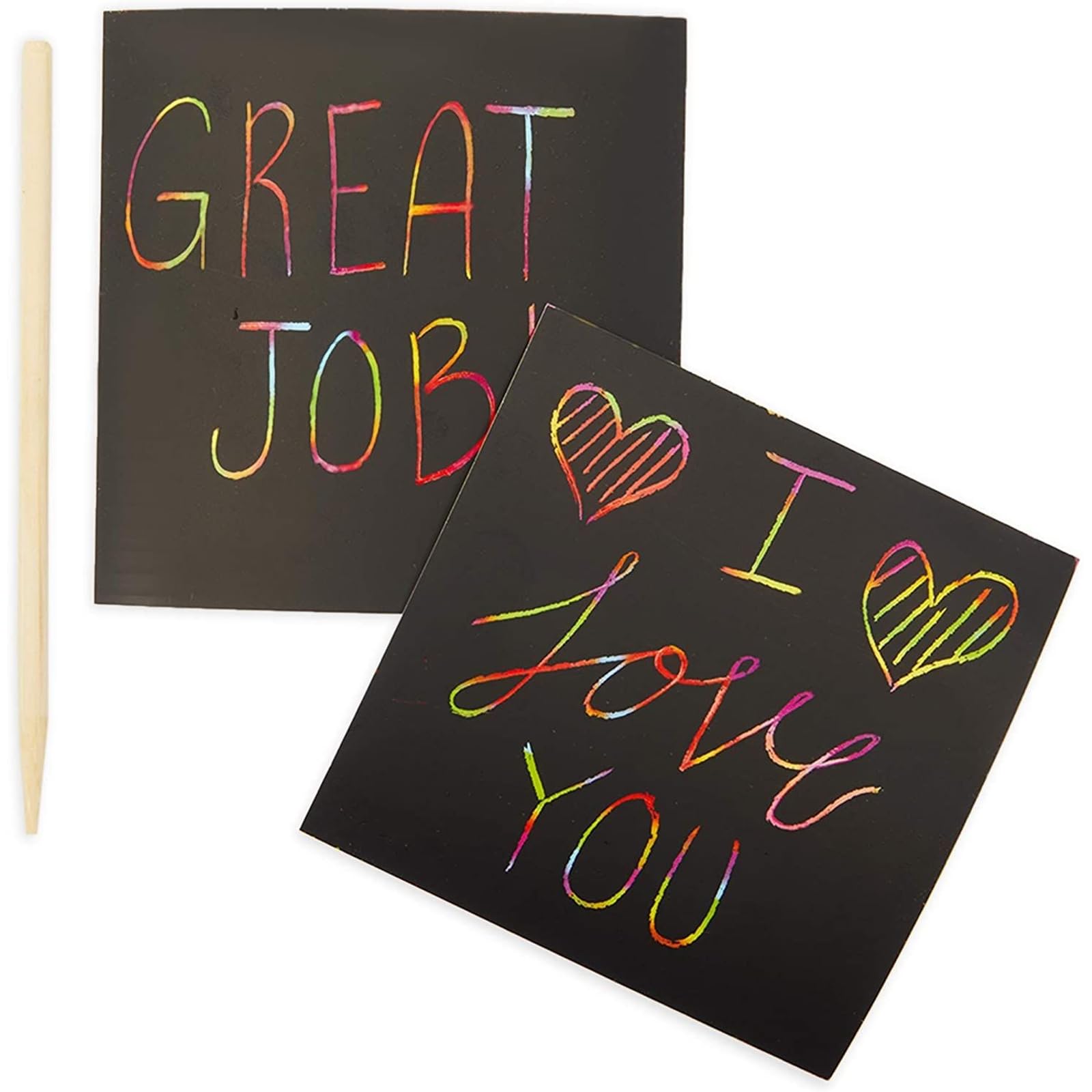 Bright Creations Rainbow Scratch Off Notes with 2 Wood Styluses Sticks (3.5 in, 300 Sheets) - Rainbow Scratch Notes
