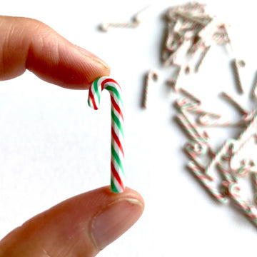 Miniature Candy Canes, Peppermint Embellishments, Non-Edible Tiny Mini Small Christmas Craft, Dollhouse Miniatures Polymer Clay (20PCS)