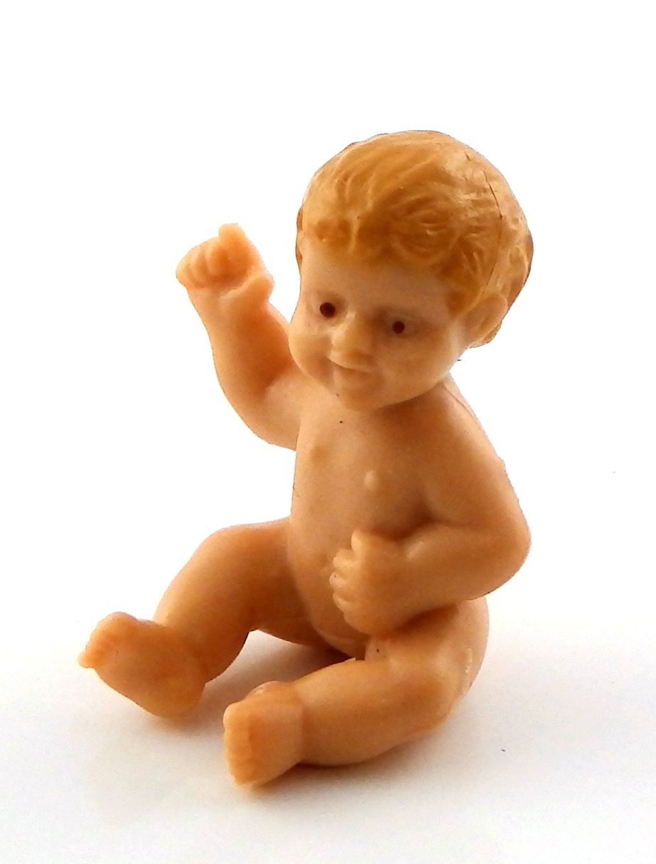Dollhouse Rubber Baby Doll Sitting Down Miniature People Nursery Accessory