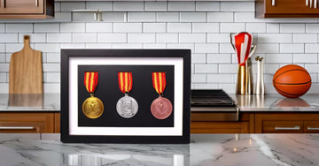 Solid Wood Medal Box,Wooden Display Case for Medals and Badges of Honour?Marathon Medal Storage Box,War Military Three Medal in Black Frame,3D Deep
