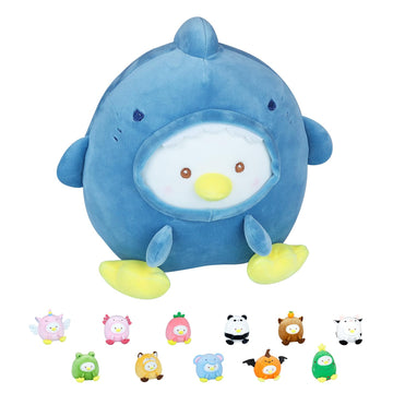 MOIEMIAS Original Adorkable Duck Plush Toy Pillow 8.66? Cute Shark Stuffed Animal Soft Fluffy Squishy Plushie with Shark Outfit Gift for Kids Bedroom