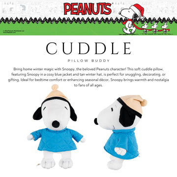 Peanuts Snoopy Winter Coat Holiday & Christmas Bedding Super Soft Plush Cuddle Pillow Buddy, (Officially Licensed Product) By Franco
