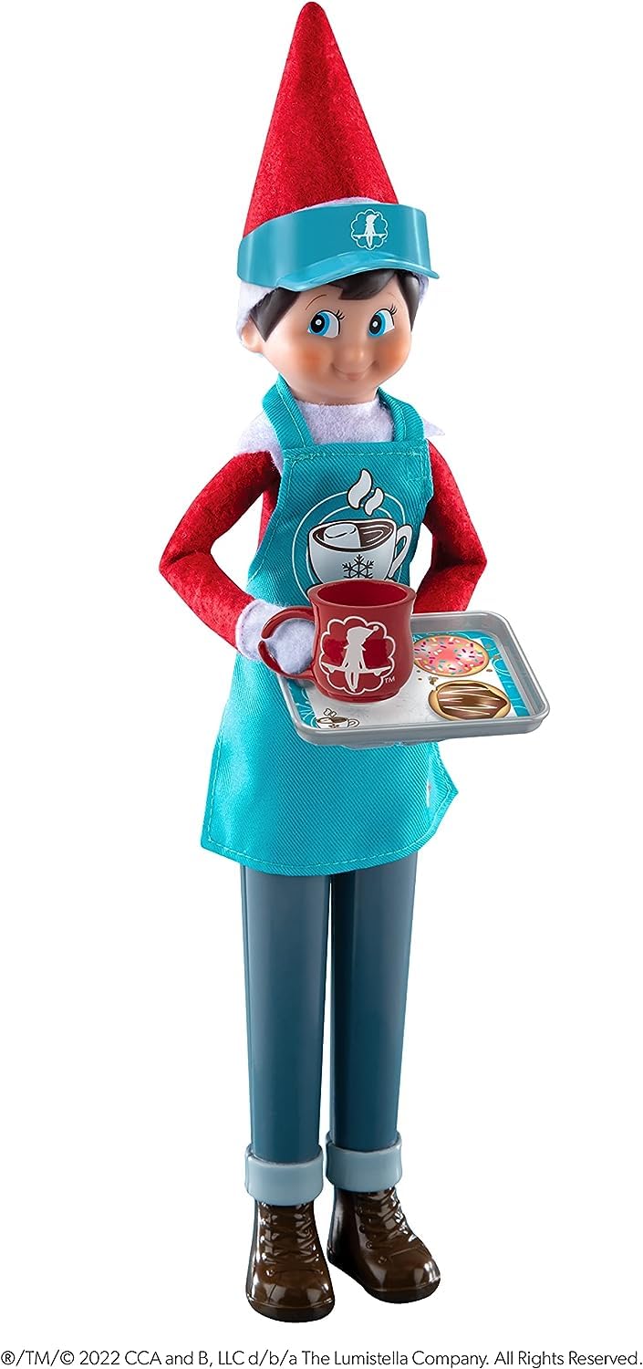 The Elf on the Shelf Christmas Tradition Box Set with Elf (Light Tone Girl), Story Book and MagiFreez Cocoa to Go Barista Accessory Set (Multi-Item