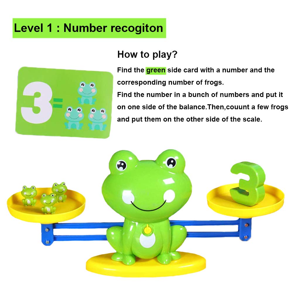 BBPOOL Frog Balance Cool Math Counting Game Educational Early Learning Scale STEM Toys Gifts for Preschool Toddlers Kids Age 3 4 5 6