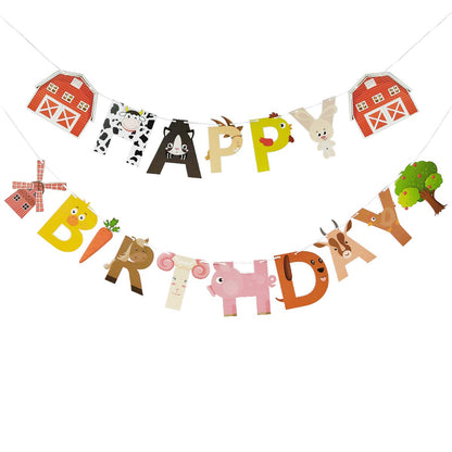 Farm Animals Birthday Banner,Farm Animals Themed Birthday Baby Shower Party Decoration