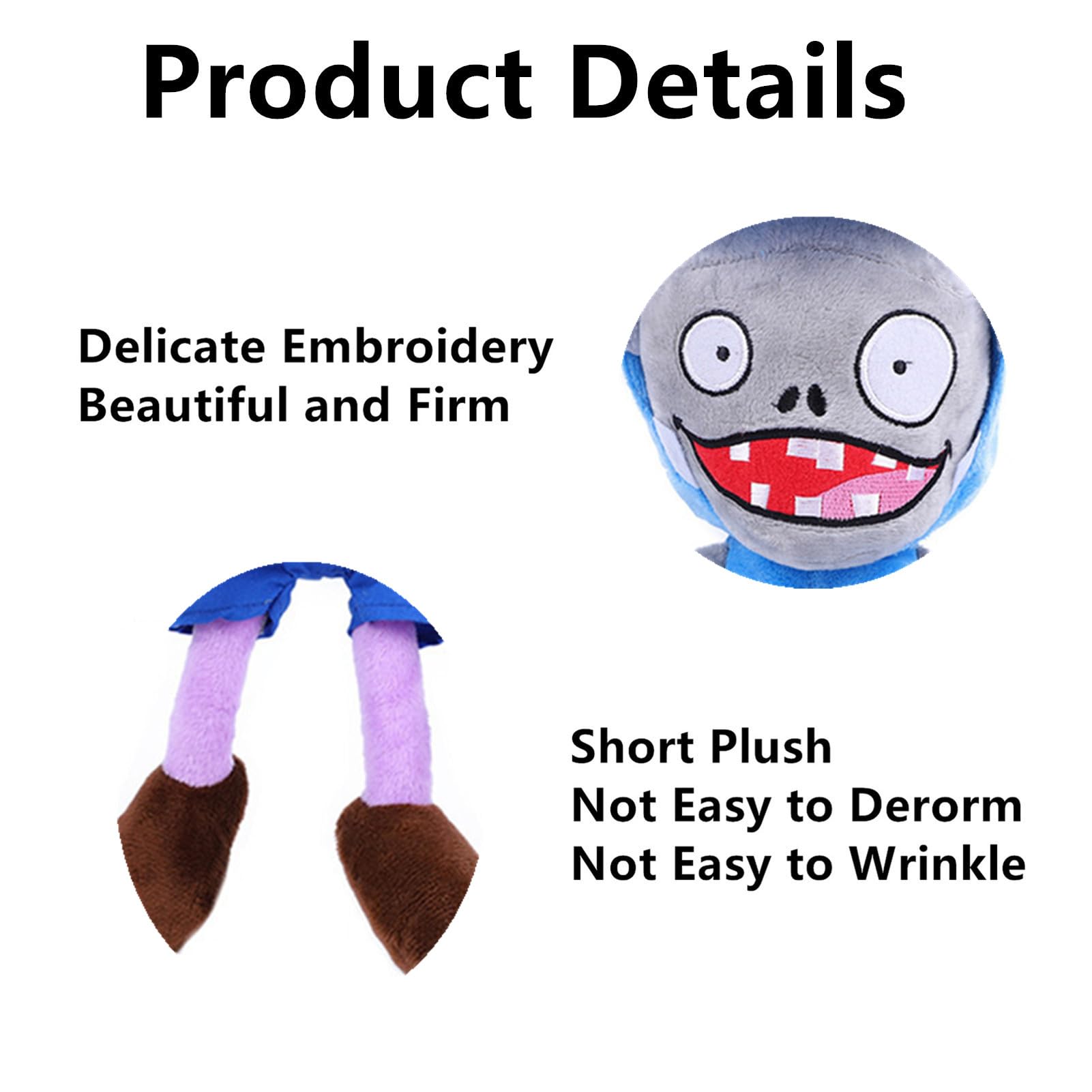 JHESAO 3 PCS Plants and Zombies Plush Buckethead Zombie Sets Toy Purple, 1 2 Stuffed Soft Missile Zombie Imp Doll, Barrel Buckethead Zombies PVZ Plush