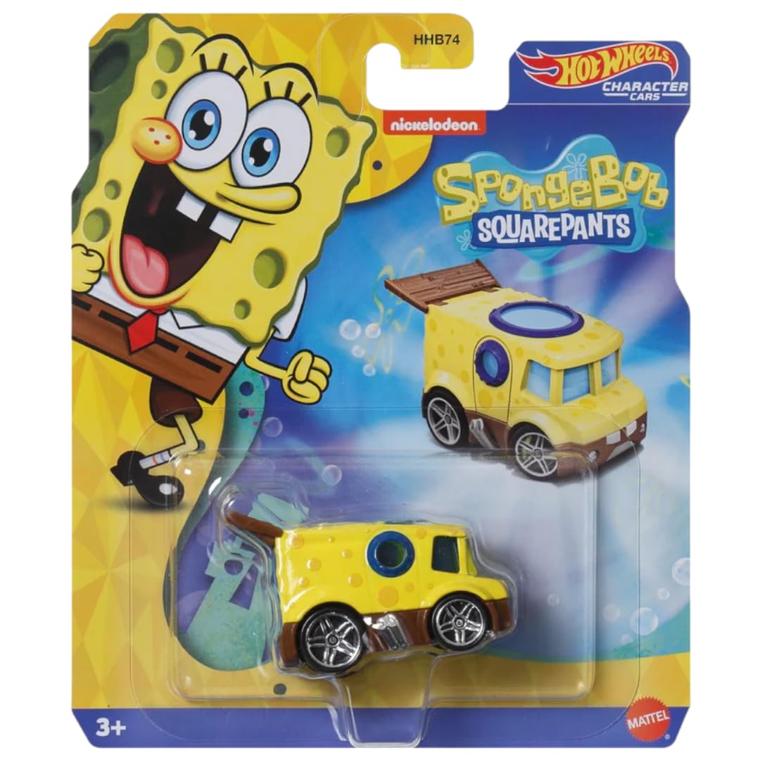 Hot Wheels Entertainment Character Cars Complete 6?Car Set - Spongebob, Trolls & Rugrats Die?Cast Vehicles, Ages 3+ (Pack of 6) HHB74-956P