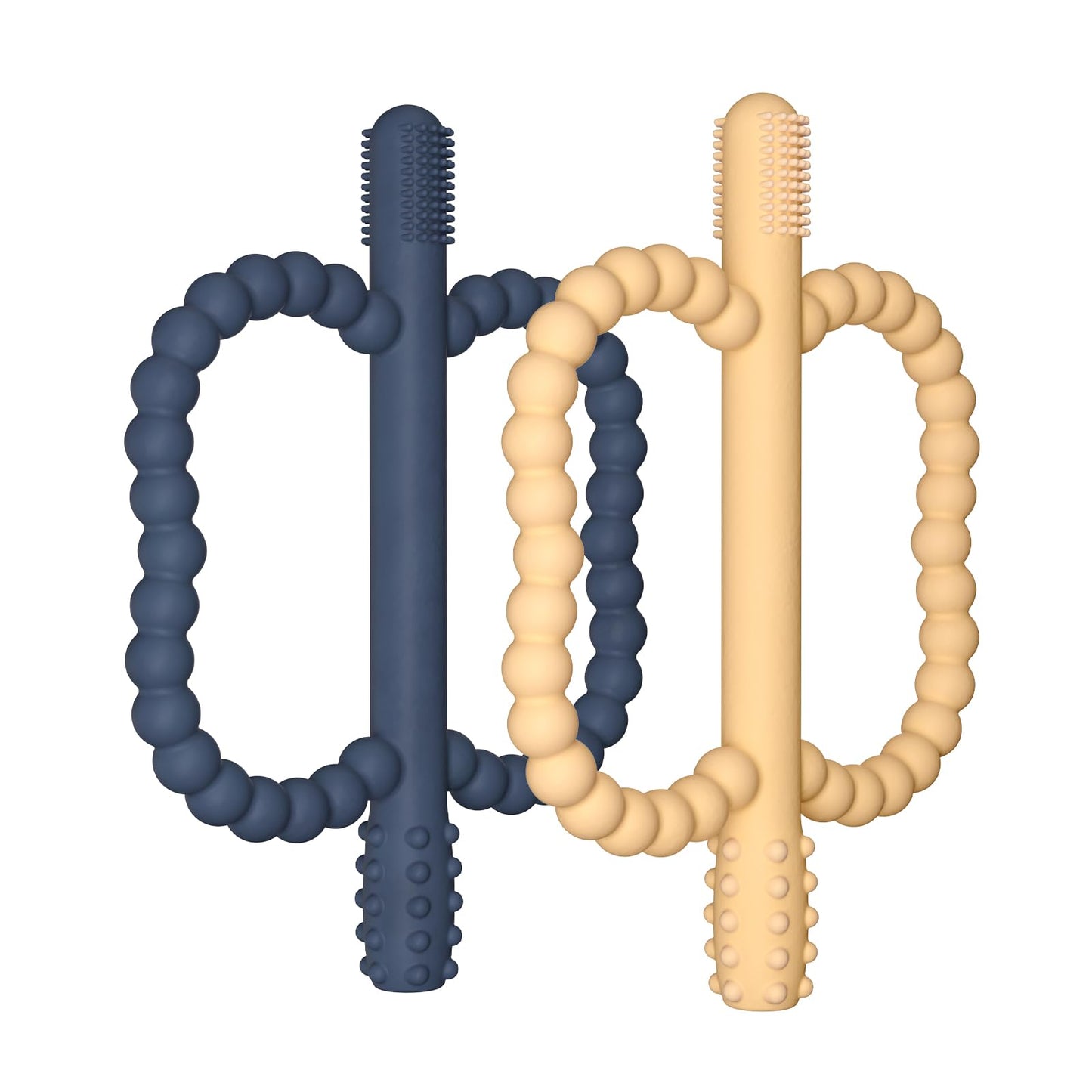 WALULAN 2 Pack Baby Silicone Teething Toys, Teething Sticks for Babies,Silicone teether Tubes for Baby Girl,BPA Free, Soothe Gums for 0-6 3-12 18-36