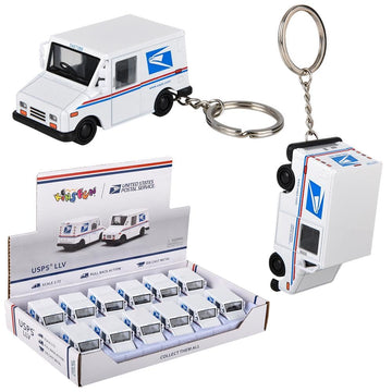 Rhode Island Novelty 2.5" Die-Cast Pull Back Mini Mail Carrier Truck Keychain