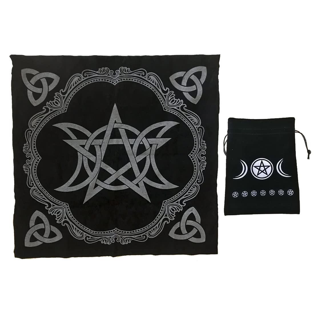 VIDAYA Altar Cloth, High-Grade Thick Velvet Fabric Triple Moon Pentagram Tarot Cloth, Use for Wiccan Witchcraft Supplies and Tools, Tarot Divination