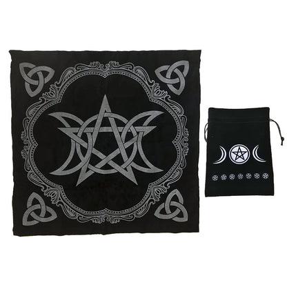 VIDAYA Altar Cloth, High-Grade Thick Velvet Fabric Triple Moon Pentagram Tarot Cloth, Use for Wiccan Witchcraft Supplies and Tools, Tarot Divination