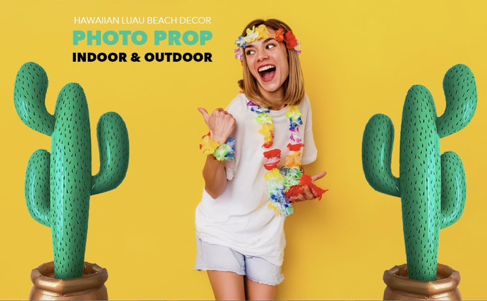 GiftExpress 2 Pack Inflatable 36" Cactus Prop Décor for Mexicano Fiesta Theme Party Decorations, Cinco De Mayo Prop, Hawaiian Pool Party, Desert