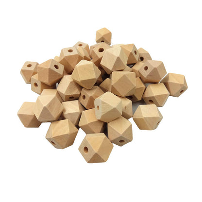 Alenybeby Organic Wooden Geometric Hexagon Beads Accessory 20mm Ecofriendly Wood Faceted Beads DIY Craft Jewelry (20mm-50pcs)