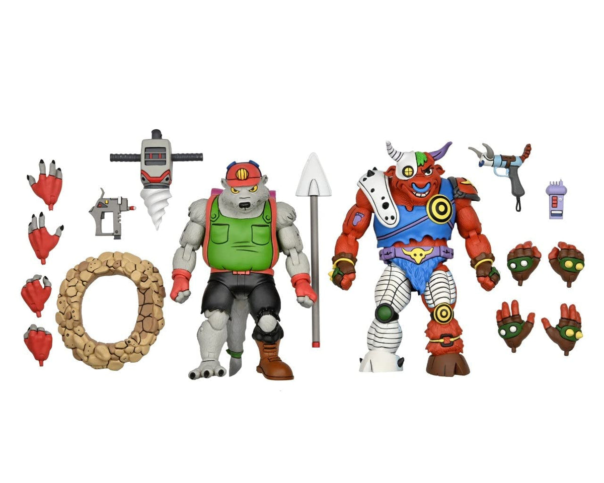 NECA 81893 TMNT Cartoon Dirtbag/GROUNDCHUCK 2-Pack Ninja Statues, Multicoloured