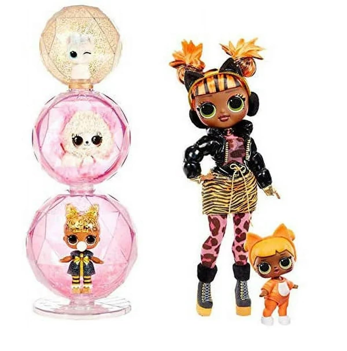 MGA Entertainment Winter Chill L.O.L. O.M.G Surprise Winter Bundle- 1 Missy Meow, 1 Baby Cat, 1 Lils, 1 Fluffy Pets, 1 Glitter Globe