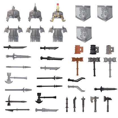 TopBrixx Custom Minifigures Weapon Set, 37 Pcs Custom Weapon Set for Dwarf, Figure Weapon Compatible with Lego