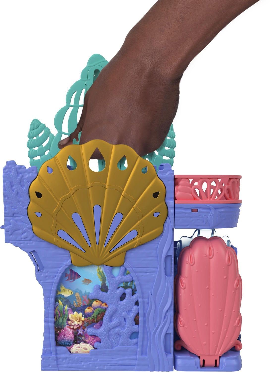 Mattel Disney The Little Mermaid Storytime Stackers Ariel’s Grotto Playset, Stackable Dollhouse with Small Doll & 10 Accessories