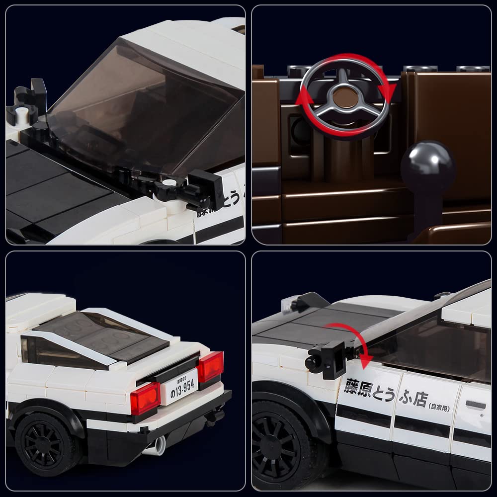 Mould King AE86 Initial D Toy Car Building Blocks Sets with Acrylic Display Case, Collectible Model 27013, Cool Simulation Cockpit Speed Racing Car