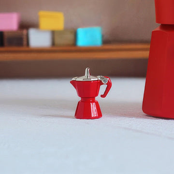1:12 Scale Miniature Coffee Maker: Realistic Red Alloy Espresso Machine for Dollhouse Decor