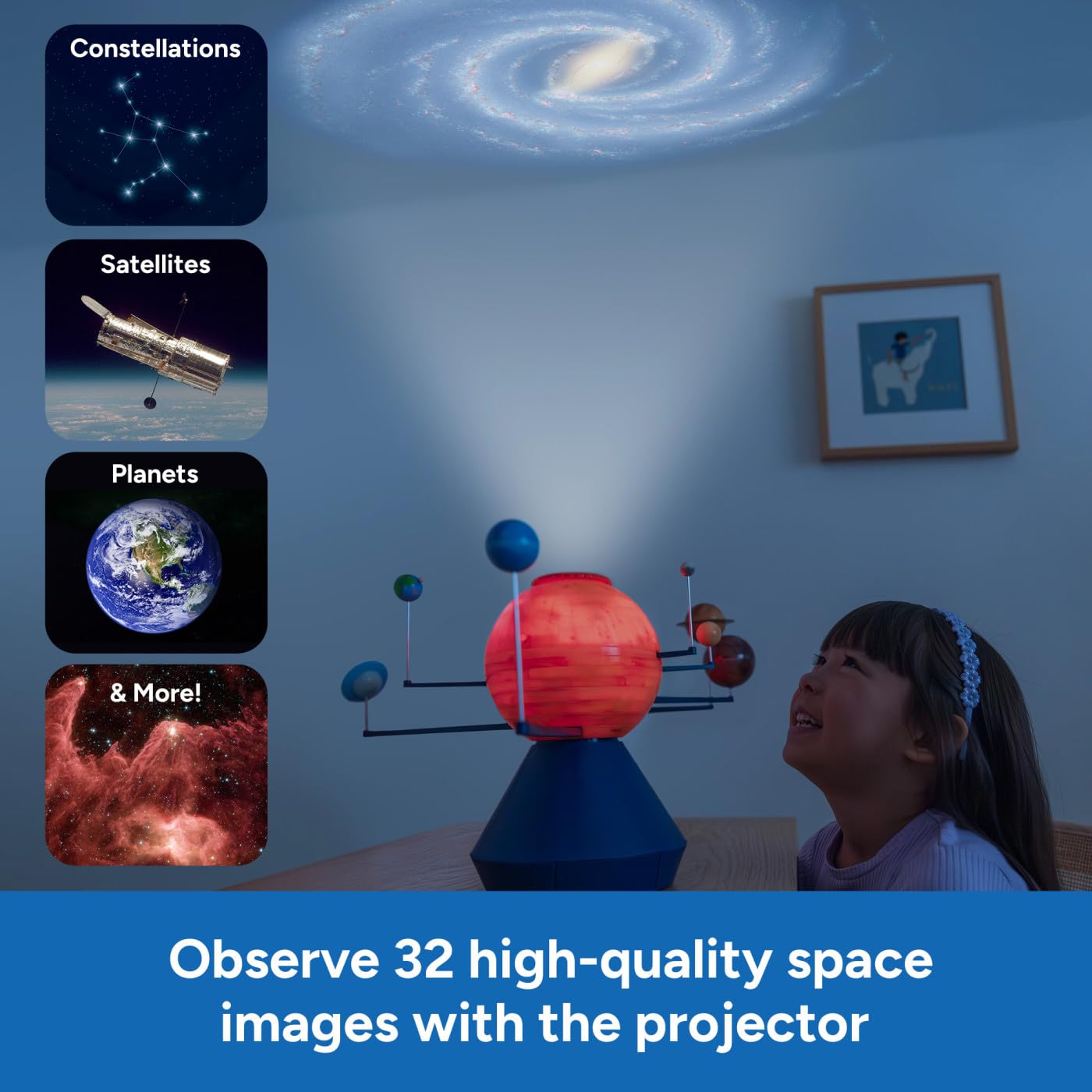 Educational Insights GeoSafari Orbiting Solar System & Projector - Model Solar System for Kids, Outer Space Projector for Ceiling, Classroom Science
