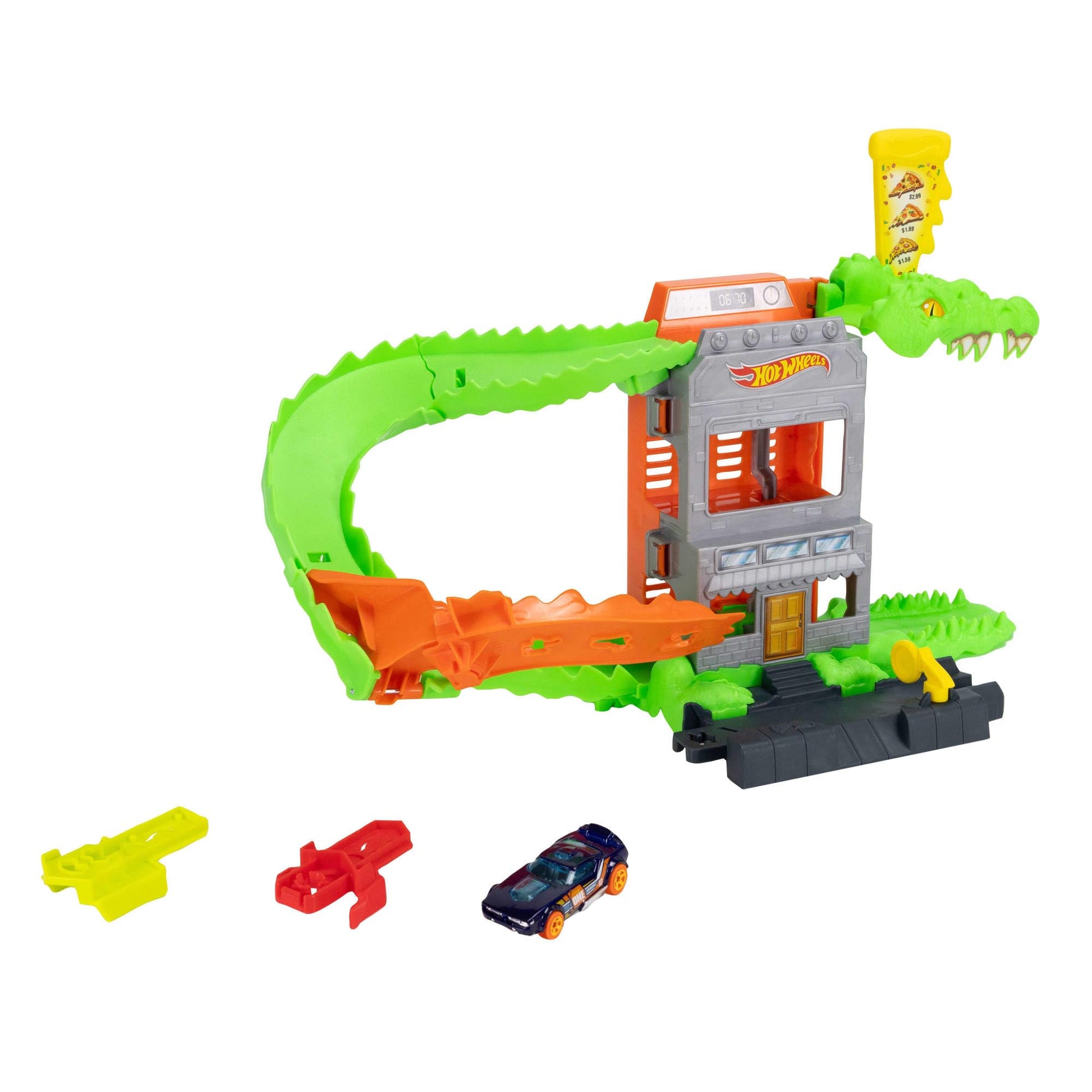 Hot Wheels Croc Pizza Attack Playset & 1:64 Scale Toy Car