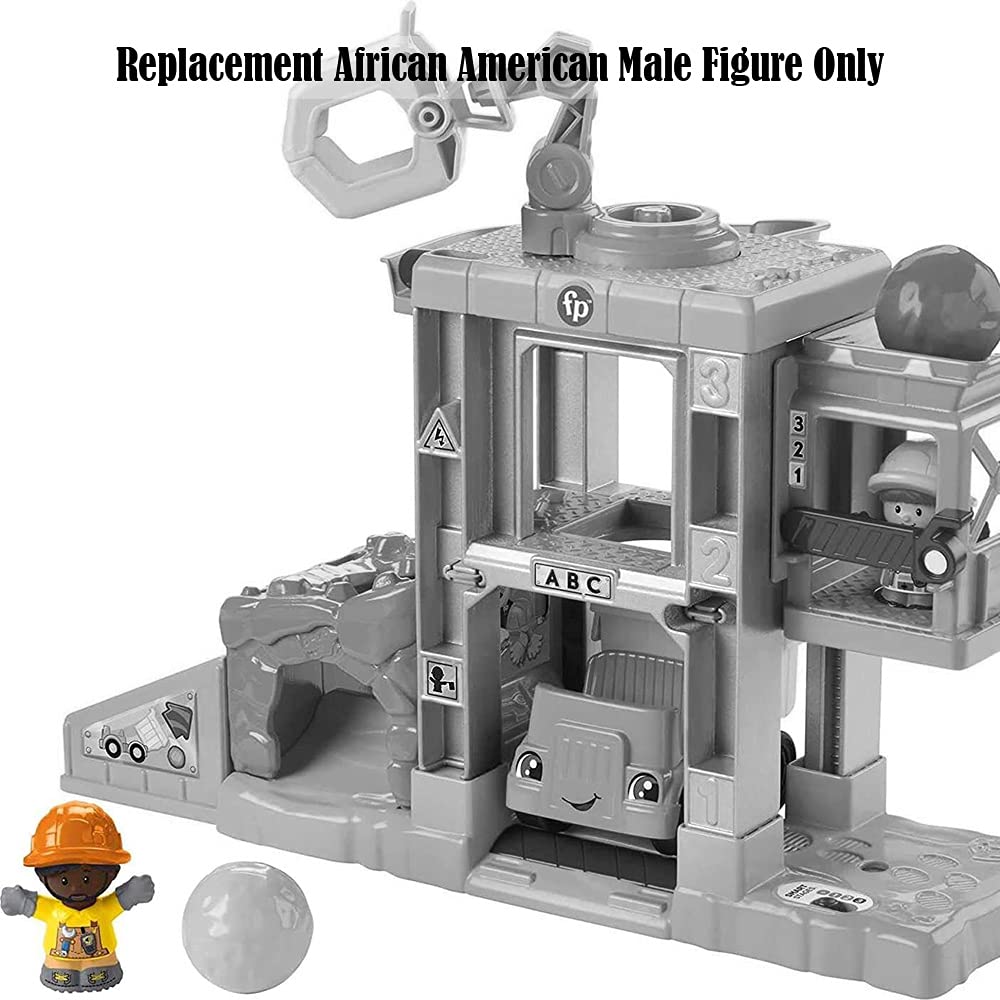Fisher-Price Replacement African-American Male Figure Little People Load Up and Learn Construction Site - GWD30, Orange, Yellow, Brown