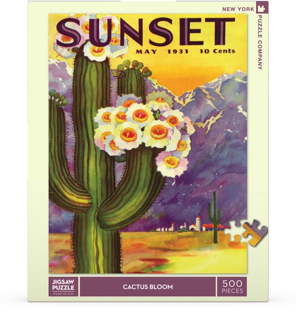 New York Puzzle Company - Sunset Magazine Cactus Blooms - 500 Piece Jigsaw Puzzle for Adults