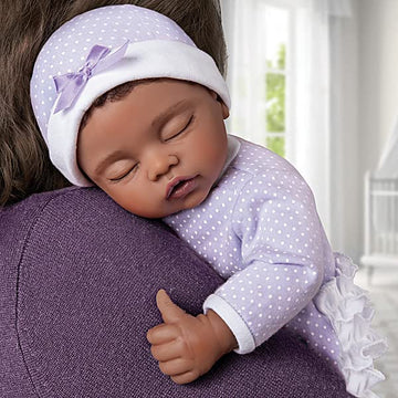 Amara African American Black Sleeping Baby Doll with Custom Sleeper and Pacifier by Ashton-Drake