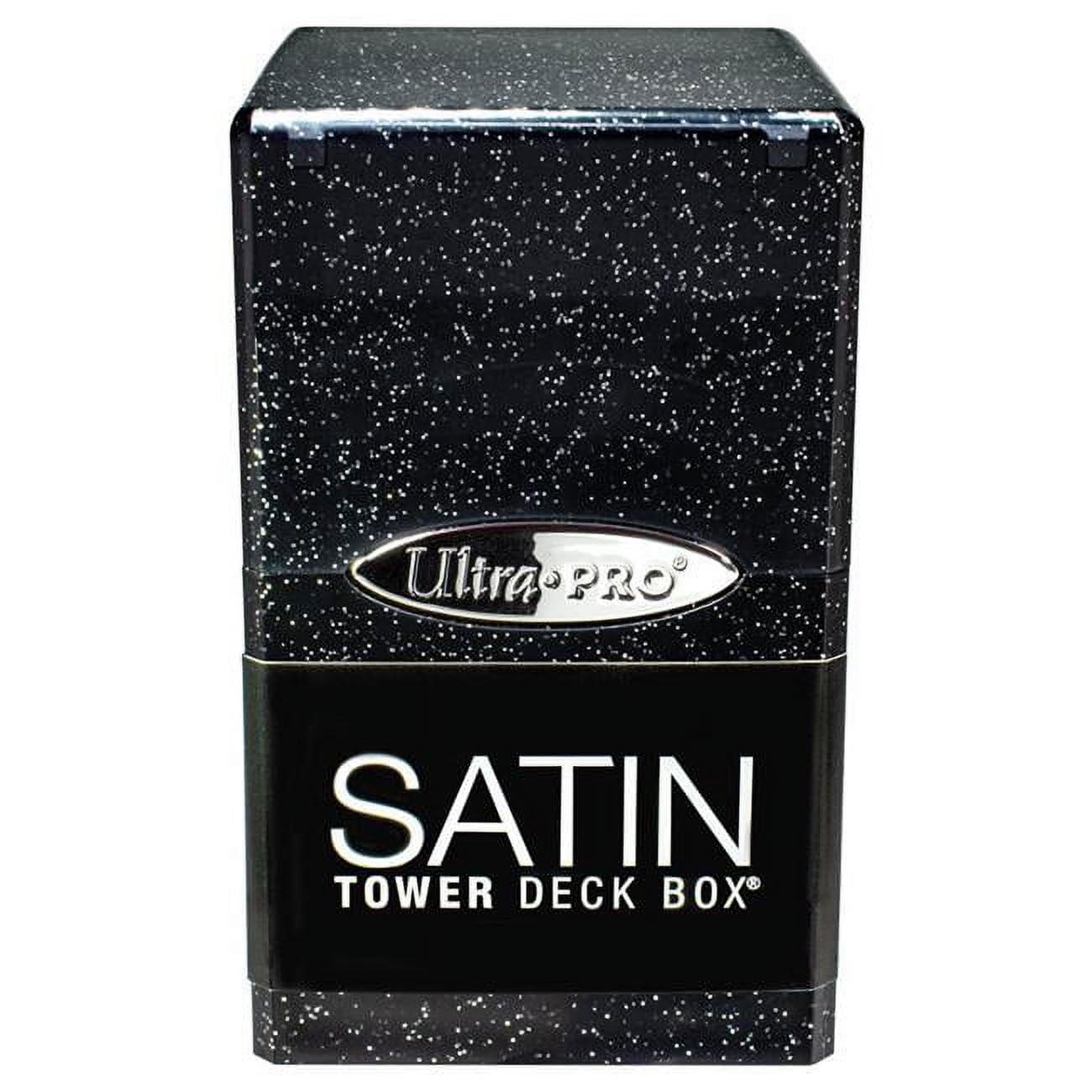 Ultra PRO Satin Tower 100+ Deck Box Glitter Black - Snap-fit Locking Mechanism - Securely Store Pokemon Cards, Magic the Gathering, Baseball Cards
