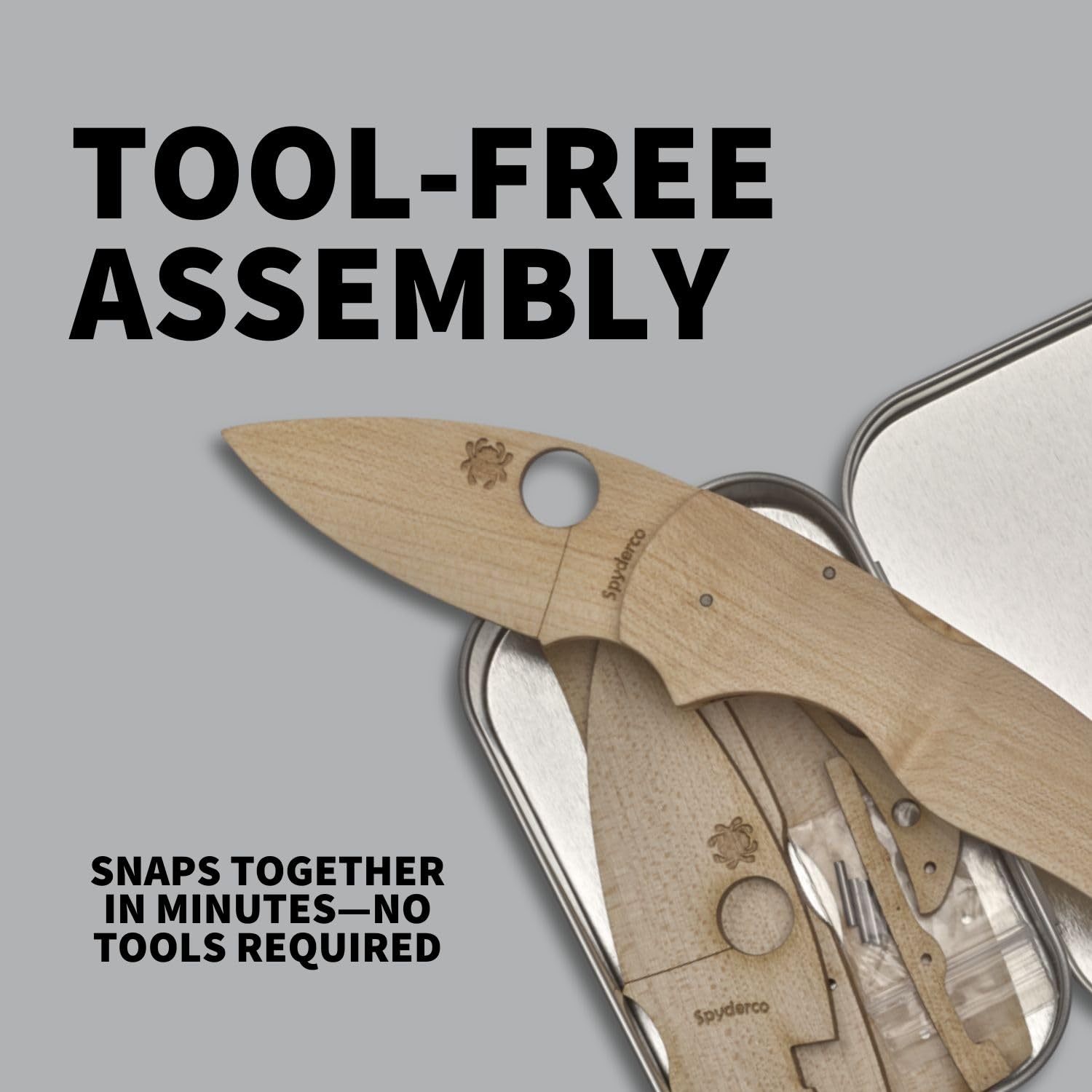 Spyderco Lil Native Wooden Knife Kit - Educational DIY Crafting Project for Families, Safe Non-Sharp Design - WDKIT2