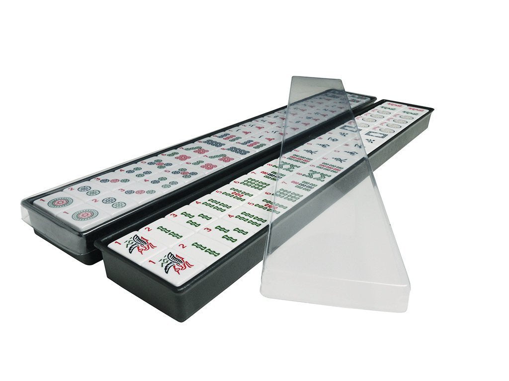 NEW! - American Mahjong Set - 166 White Tiles (All-in-One Rack/Pushers), Silver Aluminum Case - Large Classic Mah Jongg Game Set