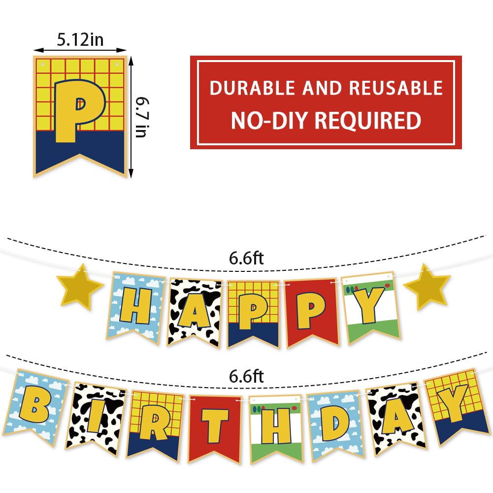 Cartoon Toy Birthday Happy Banner And Garland Cartoon Story Party Decoration Supplies Baby Shower Cartoon Story Party Supplies And Provisions Birthday